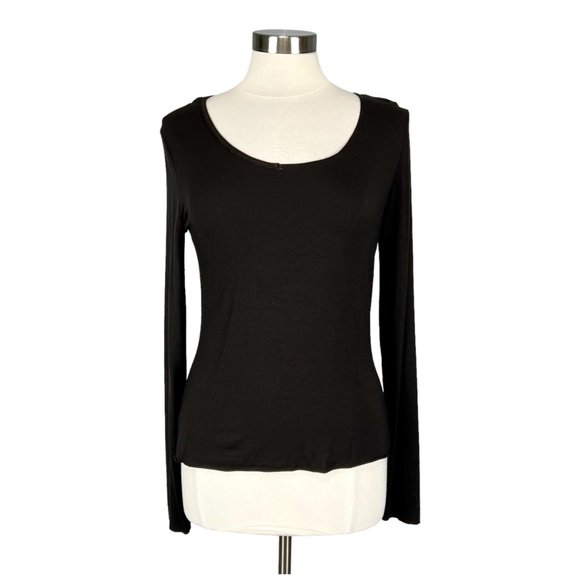 Pier Antonio Gaspari Womens Brown Long Sleeve Blouse Scoop Neck Tee size 12 - Picture 1 of 9